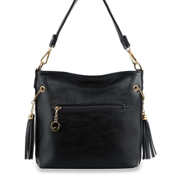 American Flag Red White Blue Rhinestone Bling Black Hobo Crossbody Shoulder Bag - Picture 6 of 11